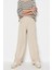 Kadın Yeni Moda Geniş Paça Uzun Boy Dokuma Keten Görünümlü Wide Leg Geniş Paça Pantolon 4