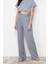 Kadın Yeni Moda Geniş Paça Regular Boy Örme Pileli Wide Leg Rahat Kesim Pantolon 3