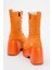 Dolgu Topuklu Bağcıklı Bot Oranj Süet 4