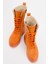 Dolgu Topuklu Bağcıklı Bot Oranj Süet 5