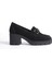 Mubiano Hakiki Deri Collection Kadın Toka Detaylı Kısa Kalın Topuklu Süet Kolej Ayakkabı Siyah - MCSR1004 - S 2