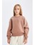 Kız Çocuk Relax Fit Bisiklet Yaka Baskılı Sweatshirt D2886A824WN 1