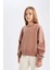 Kız Çocuk Relax Fit Bisiklet Yaka Baskılı Sweatshirt D2886A824WN 4