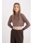 Coool Balıkçı Yaka Crop Top Basic Düz Fitilli Kaşkorse Uzun Kollu Tişört E1673AX24WN 4