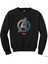 Avengers Red Line Metal Logo Siyah Sweatshirt 1