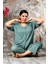 Kısa Kollu %100 Pamuk Büyük Beden Düğmeli Anne Pijama Takımı- Anne Özel Serisi 1