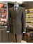 Italyan Stil Slim Fit Erkek Çizgili Kruvaze Ceket Pantolon Takım Elbise Kahverengi T12985 1