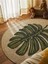 Boho 912 Yaprak Minimalist Tema Etnik Örgü Yuvarlak Natural Renk Çift Taraflı Halı 3