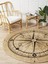 Boho 942 Pusula Tema Etnik Örgü Yuvarlak Natural Renk Çift Taraflı Halı 1