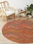 Boho 951 Multy Zigzag Desenli Jüt Rengi Örgü Yuvarlak Natural Çift Taraflı Halı 1