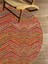 Boho 951 Multy Zigzag Desenli Jüt Rengi Örgü Yuvarlak Natural Çift Taraflı Halı 4
