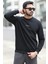 Erkek Kışlık Sweatshirt Siyah Regularfit O Yaka Baskılı Üç İplik Şardonlu Ribanalı - 5012-1 1