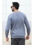 Erkek Kışlık Sweatshirt Koyu Mavi Regularfit O Yaka Baskılı Üç İplik Şardonlu Ribanalı - 5012-1 3