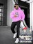 Kadın, Erkek Sweatshirt Oversize Demonsta Car Baskılı Kalın Pembe Sevgili Sweatshirt 4