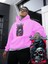 Kadın, Erkek Sweatshirt Oversize Lost Soul Baskılı Kalın Pembe Sevgili Sweatshirt 3