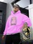 Kadın, Erkek Sweatshirt Oversize Secret Smile Baskılı Kalın Pembe Sevgili Sweatshirt 2