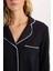 Fall in Love Pijama Takım Düğmeli Basic Düz Uzun Kollu Üst Beli Lastikli Alt D6846AX24AU 5