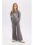 Kız Çocuk 2'li Takım Bisiklet Yaka Baskılı Sweatshirt Beli Lastikli Jogger Eşofman Altı D2220A824WN 1