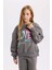 Kız Çocuk 2'li Takım Bisiklet Yaka Baskılı Sweatshirt Beli Lastikli Jogger Eşofman Altı D2220A824WN 4