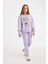 Kız Çocuk 2'li Takım Baskılı Sweatshirt Beli Lastikli Jogger Eşofman Altı D2218A824WN 3