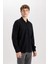 Regular Fit Pamuklu Basic Düz Keten Görünümlü Uzun Kollu Gömlek D7079AX24SP 3