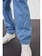 Buz Mavi Baggy Pantolon Şimşek-Yıldırım Desenli Lazer Baskı Oversize Baggy Kot Pantolon Normal Bel 2