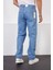 Buz Mavi Baggy Pantolon Şimşek-Yıldırım Desenli Lazer Baskı Oversize Baggy Kot Pantolon Normal Bel 5