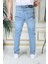 Erkek Buz Mavi Regular Fit Rahat Kesim Esnek Likralı Denim Jeans Şık Kot Pantolon 4