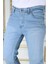 Erkek Buz Mavi Regular Fit Rahat Kesim Esnek Likralı Denim Jeans Şık Kot Pantolon 5