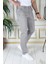 Erkek Gri Slim Fit Likralı Yan Cepli Armürlü Dar Kesim Esnek Şık Chino Kanvas Keten Pantolon 2