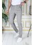 Erkek Gri Slim Fit Likralı Yan Cepli Armürlü Dar Kesim Esnek Şık Chino Kanvas Keten Pantolon 5
