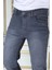 Erkek Gri Regular Fit Rahat Kesim Esnek Likralı Denim Jeans Şık Kot Pantolon 5