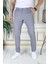 Erkek Mavi Slim Fit Likralı Yan Cepli Armürlü Ekose Dar Kesim Esnek Şık Chino Kanvas Pantolon 1