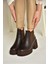 T996220009 Kahverengi Kalın Topuklu Kadın Bot 3
