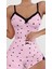 Saten Ince Askılı Ekose Şortlu Pembe 2li Kadın Şortlu Pijama Takımı 1
