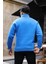 Cozy Kanguru Nakışlı Şardonlu Yarım Fermuar Sweatshirt - Mavi 5