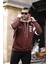 Sportif Şerit Detaylı Şardonlu Kapüşonlu Sweatshirt - Kahve 4