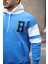 Sportif Şerit Detaylı Şardonlu Kapüşonlu Sweatshirt - Mavi 2