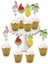 Simli Flamingo & Tropikal Meyve Şekilli 8 Adet Delüx Pasta & Cupcake Kürdan Seti 5*6 cm 1