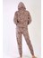 Kadın Uzun Kol Polar Kapüşonlu Espresso Pijama Takım C2T4N0O403 4