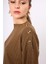 Molly Omuzu Düğmeli Kadın Triko Kazak - Kahve Melanj 5