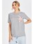 Tek Cepli Düz Kesim Uzun Kadın T-Shirt - Açık Gri Melanj 3