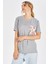 Tek Cepli Düz Kesim Uzun Kadın T-Shirt - Açık Gri Melanj 4