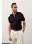 Erkek Fermuarlı Slim-Fit Kalıp Polo Yaka Ince Triko T-Shirt Koyu Lacivert - 5011DNGR 3
