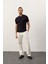 Erkek Fermuarlı Slim-Fit Kalıp Polo Yaka Ince Triko T-Shirt Koyu Lacivert - 5011DNGR 4