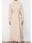 Moda Regular Casual Günlük Finike Dokuma Dik Yaka Uzun Kol Shift Maxi Boy Tesettür Elbise 1