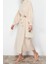 Moda Regular Casual Günlük Finike Dokuma Dik Yaka Uzun Kol Shift Maxi Boy Tesettür Elbise 3