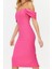 Moda Fit Mezuniyet Balo Finike Dokuma Carmen Yaka Kısa Kol Bodycone Midi Boy Elbise 4