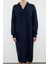 Moda Regular Casual Günlük Tek Plaka Triko Polo Yaka Uzun Kol Shift Midi Boy Elbise 1