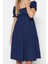Moda Regular Casual Günlük Poplin Dokuma Kare Yaka Kısa Kol Skater Midi Boy Elbise 4